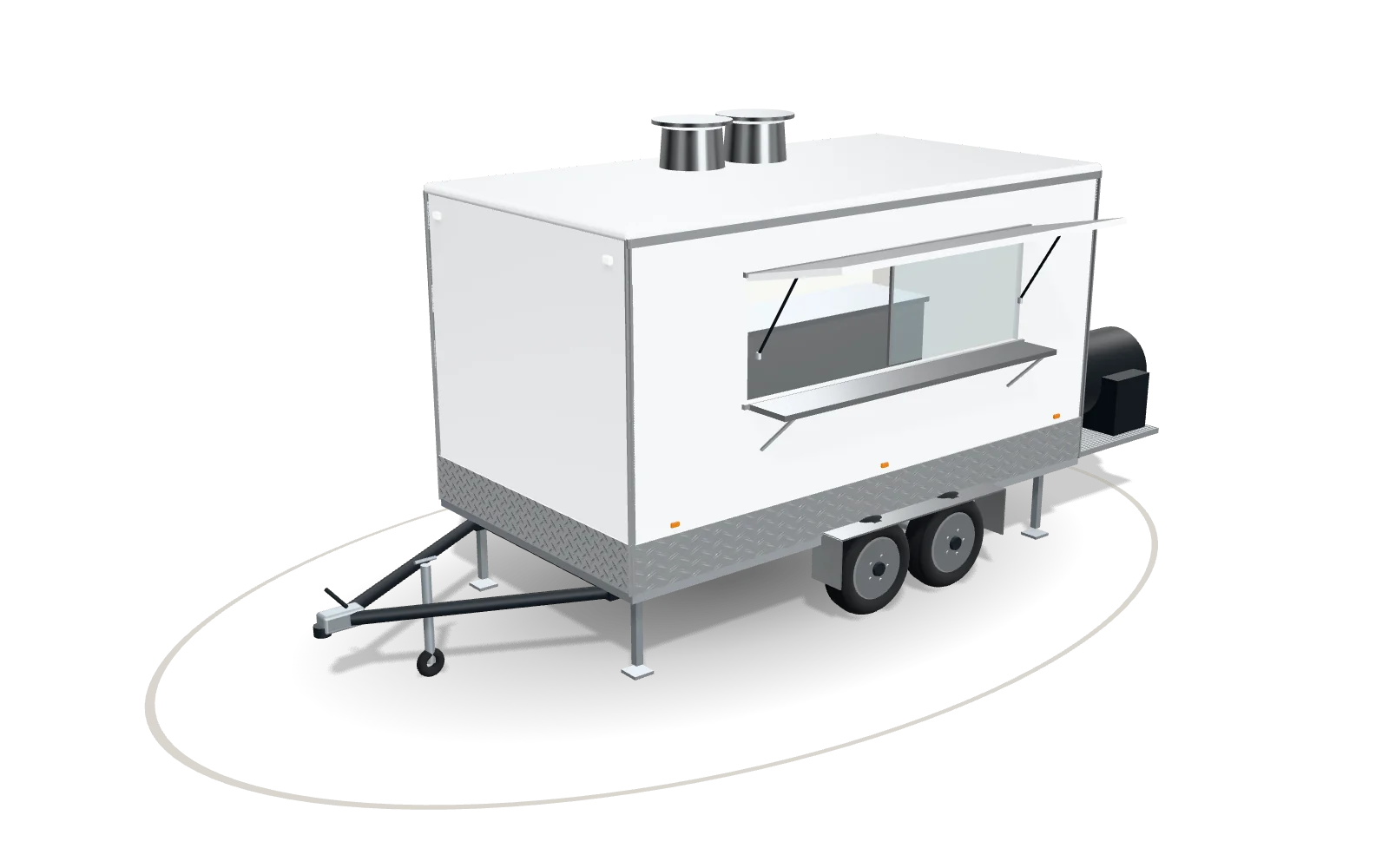 Visualisation of the Barbecue 400, 400 cm body, in Signal white