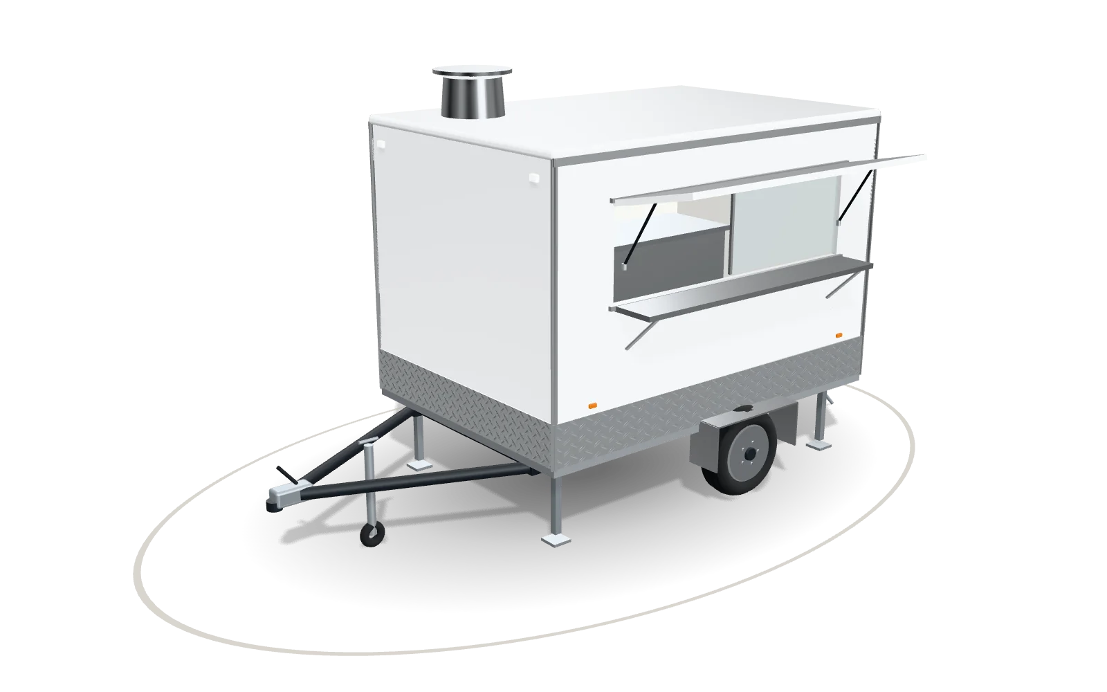 Visualisation of the Kitchen 300, 300 cm body, in Signal white
