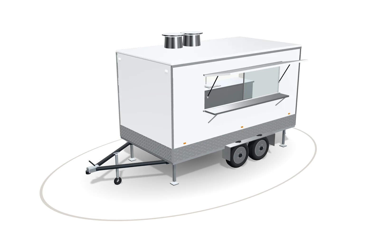 Visualisation of the Kitchen 400, 400 cm body, in Signal white