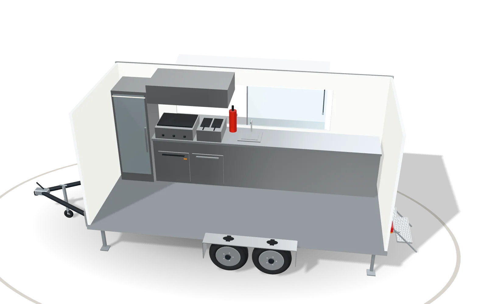 Visualisation of the inside of the Catering 500, with its standard equipment