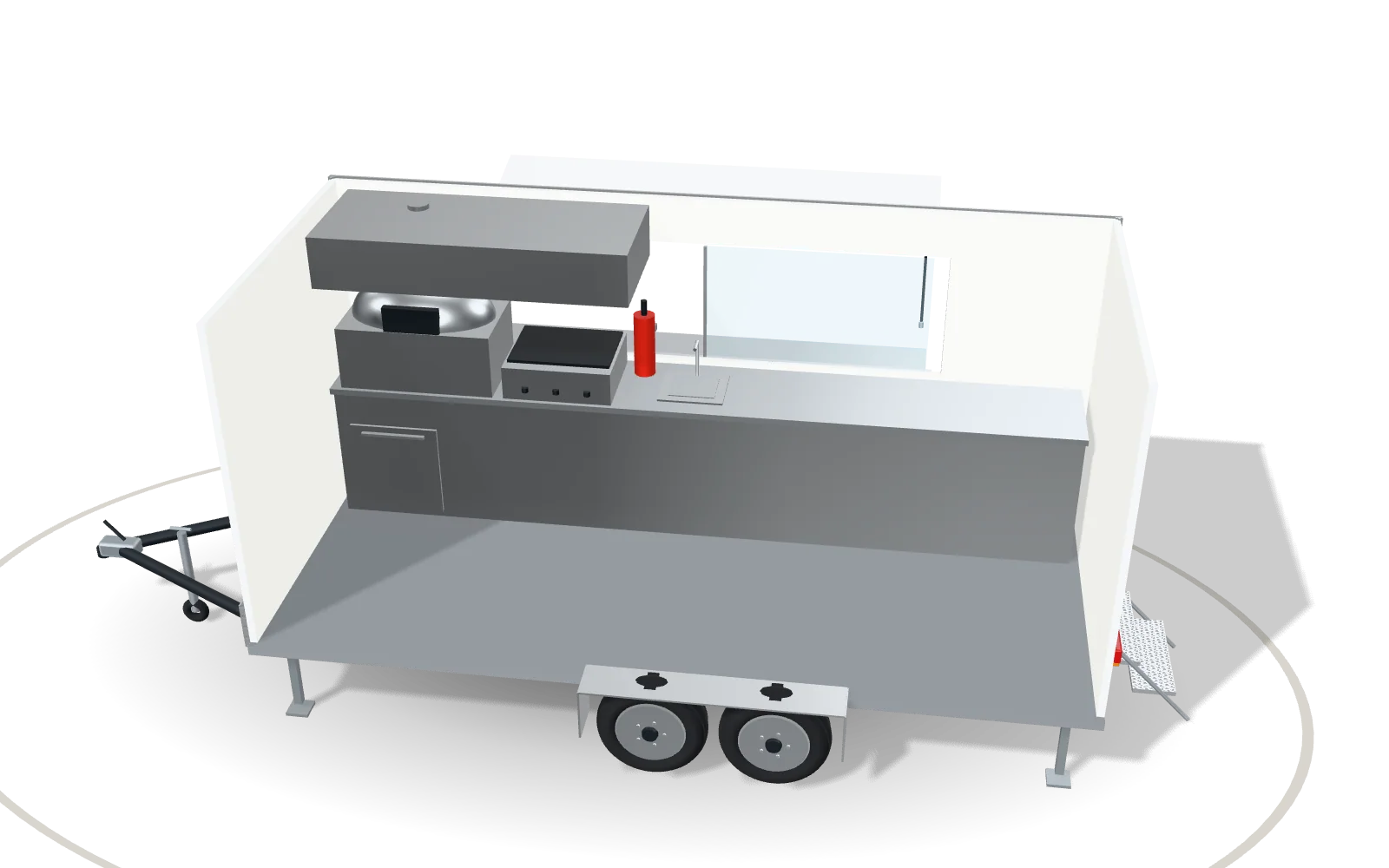 Visualisation of the inside of the Pizza 500, with its standard equipment