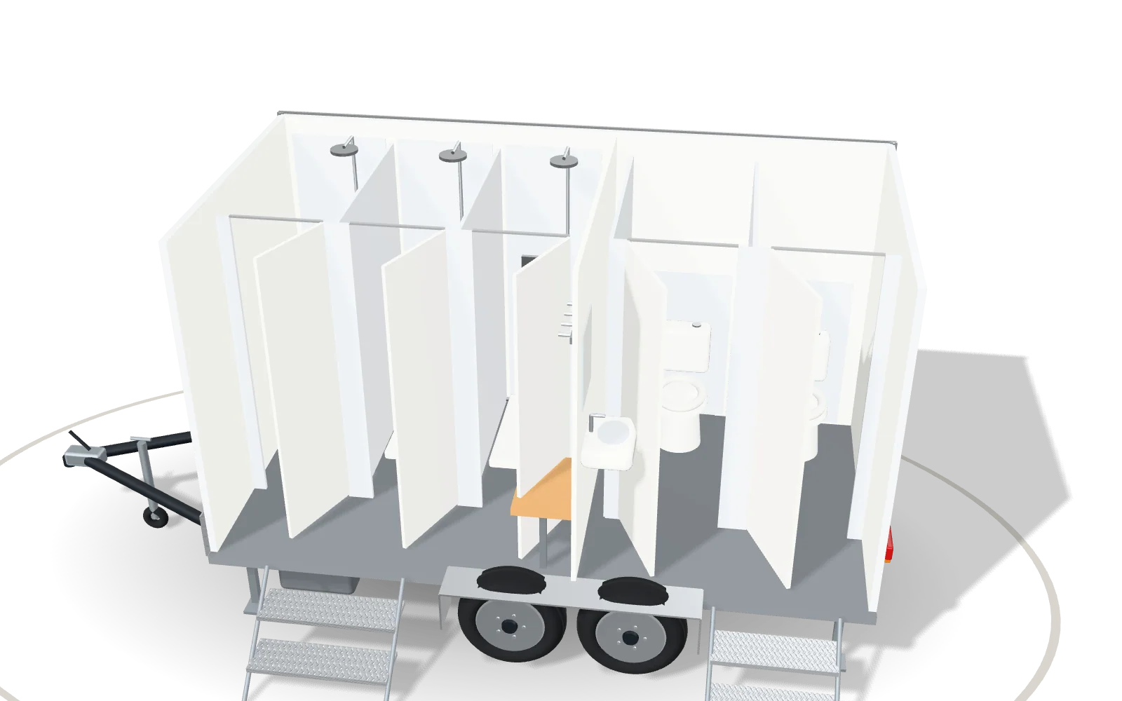 Visualisation of the inside of the Shower 400, with its standard equipment