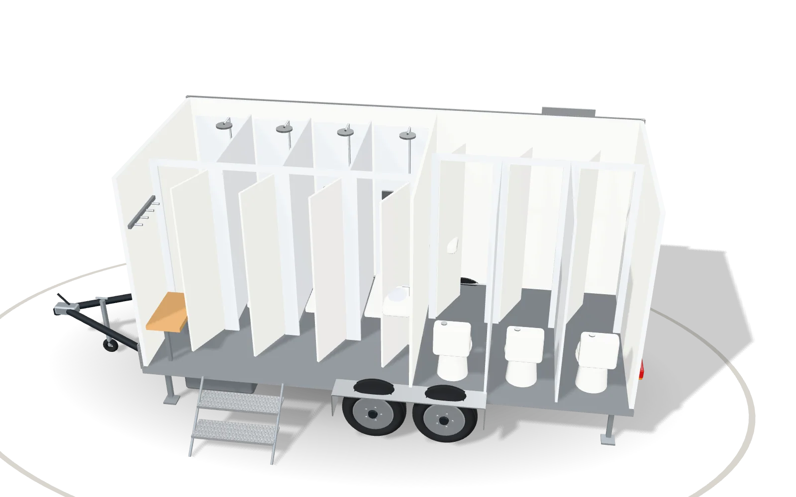 Visualisation of the inside of the Shower 500, with its standard equipment