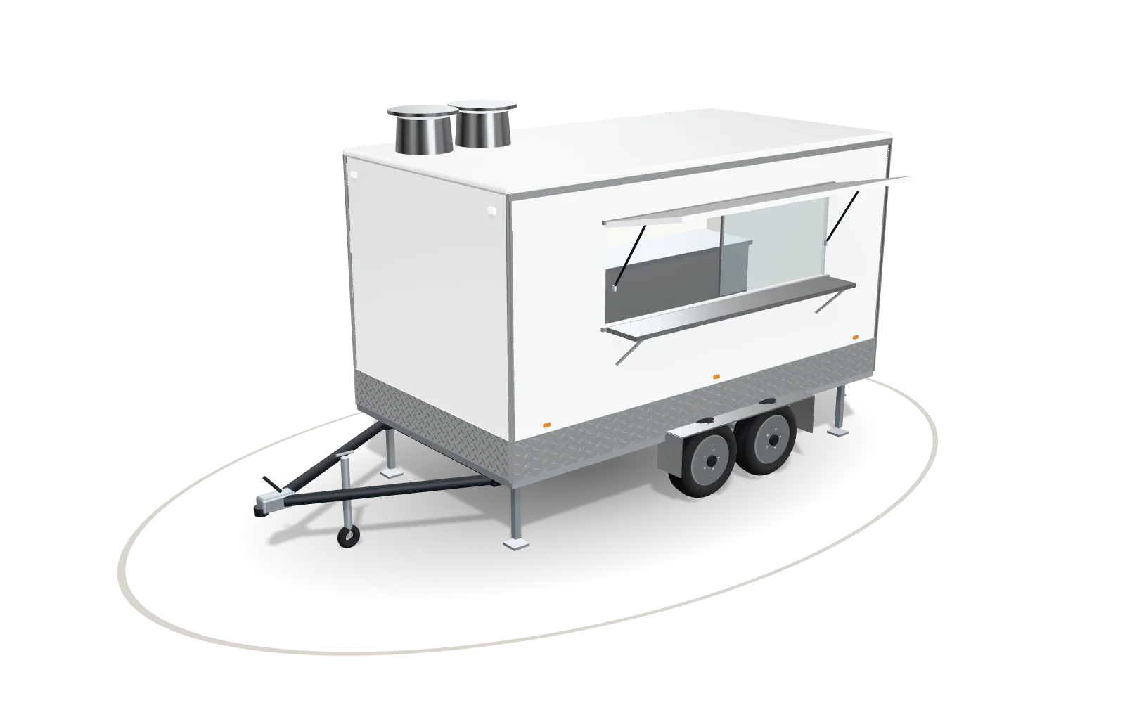 Visualisation of the Pizza 400, 400 cm body, in Signal white