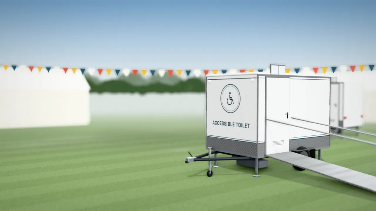 Visualisation of the Accessible 300 with an example wrap, in the kind of place it works