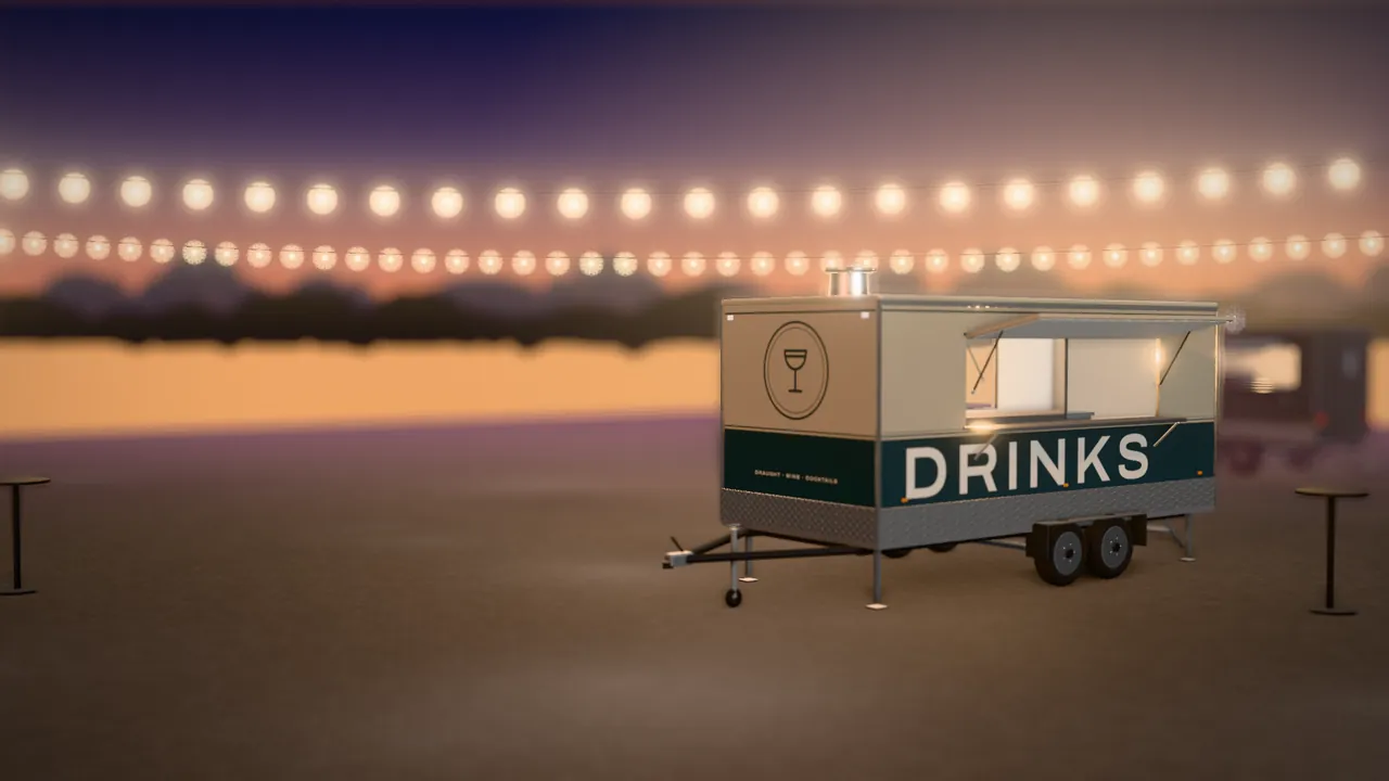 Visualisation of the Bar 500 with an example wrap, in the kind of place it works