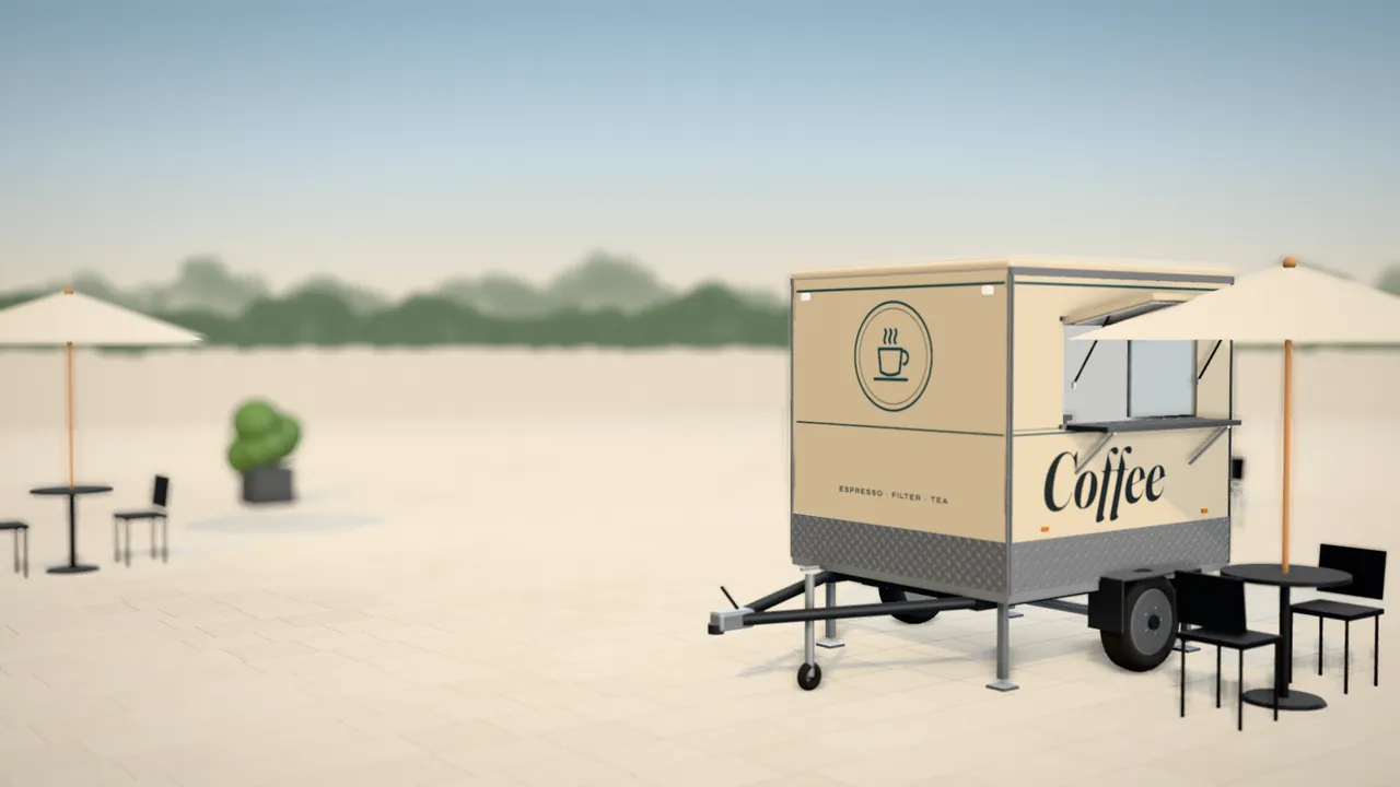 Visualisation of the Coffee 220 with an example wrap, in the kind of place it works