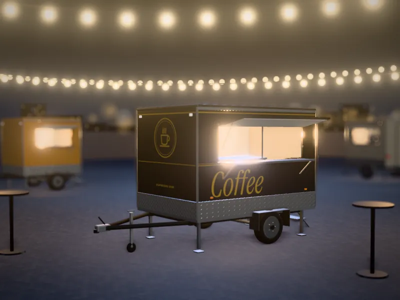 Visualisation of the Coffee 300 with an example wrap, 300 cm body