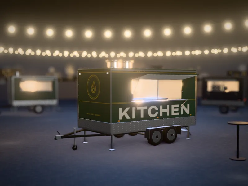 Visualisation of the Kitchen 400 with an example wrap, 400 cm body