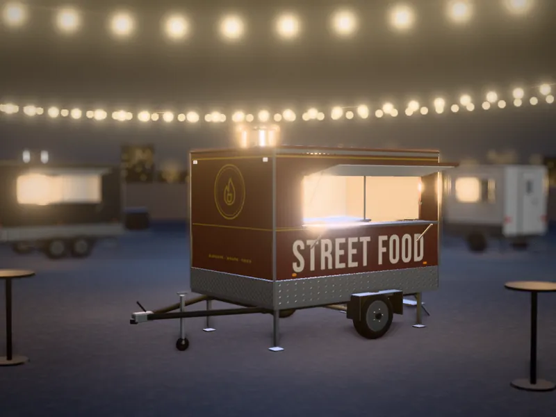 Visualisation of a food trailers unit with an example wrap