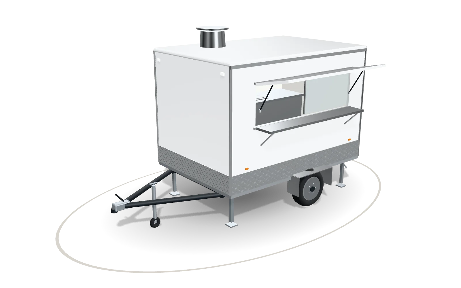 Visualisation of the Street food 300, 300 cm body, in Signal white