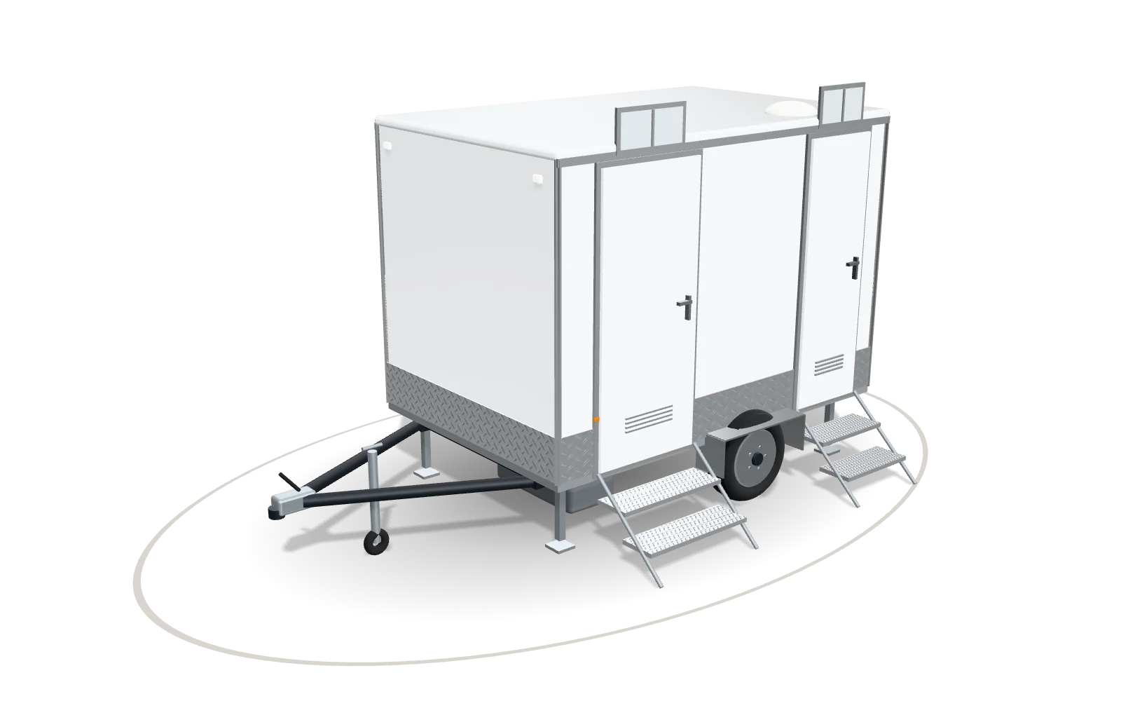 Visualisation of the Washroom 300, 300 cm body, in Signal white